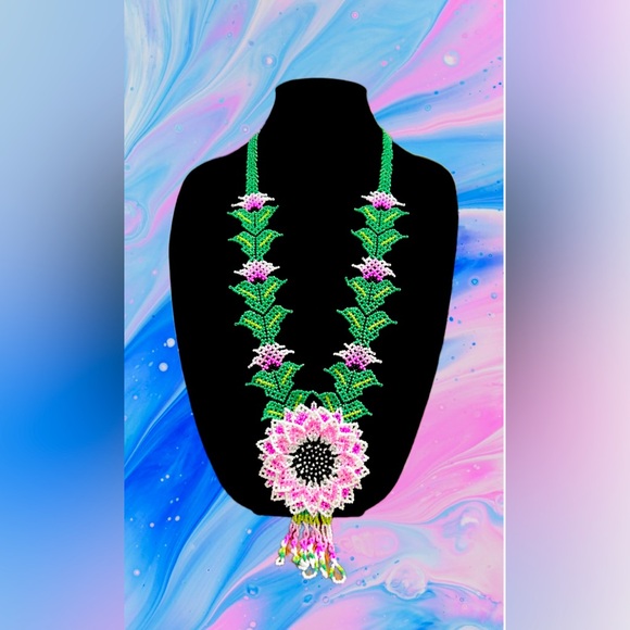 Hand Crafted Jewelry - Blooming Beauty: Handcrafted 3D Pastel Pink Flower Necklace by GrandmaMia